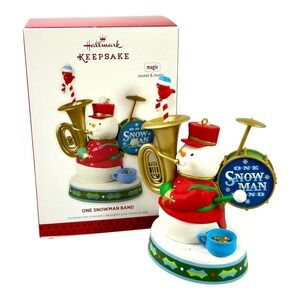 Hallmark ONE SNOWMAN BAND Magic Keepsake Ornament with Sound & Motion 2013 Box